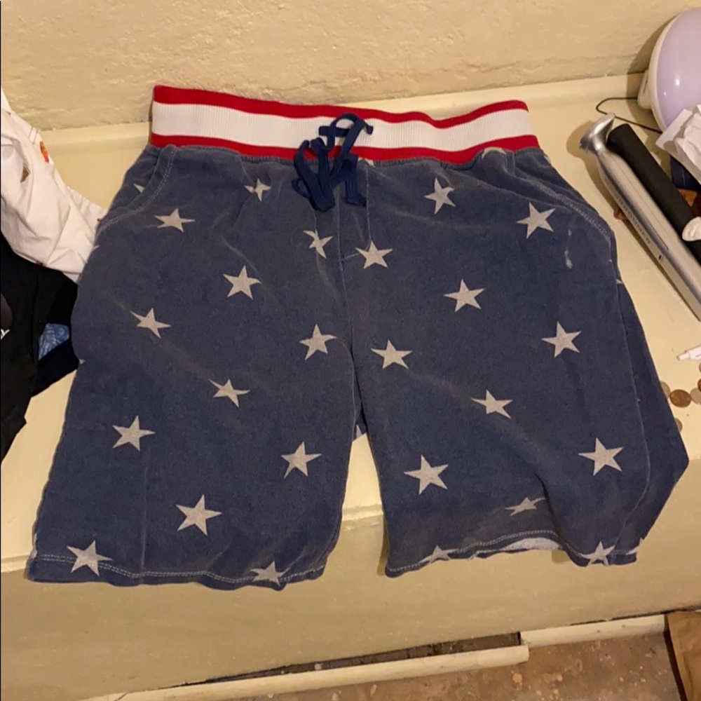 American Flag sweatpant shorts